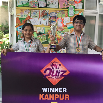 First in Inter School Bournvita Quiz Championship.
Aadhya Tripathi and Ishan Garg.